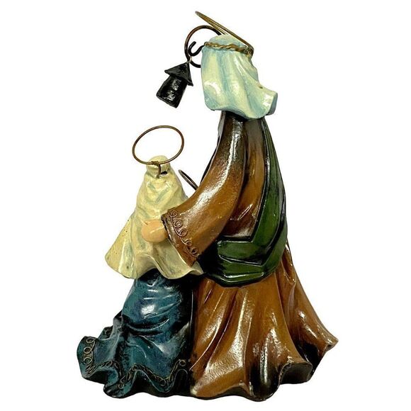 Nativity Figurine Joseph Mary Baby Jesus Hand Painted Resin Wood Christmas Decor - Picture 6 of 9